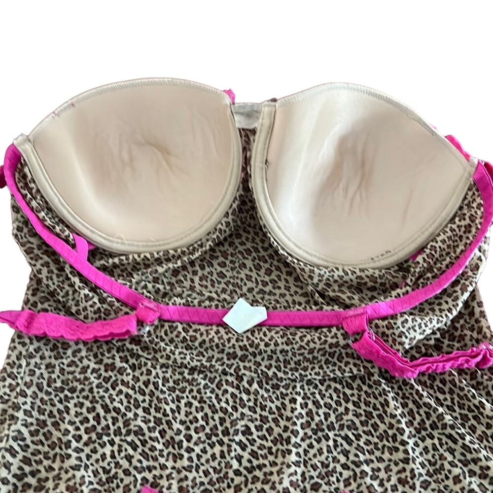 Cheetah Print with Pink Lace Bra Camisole & Panties Lingerie Woman Size Medium - Picture 6 of 8